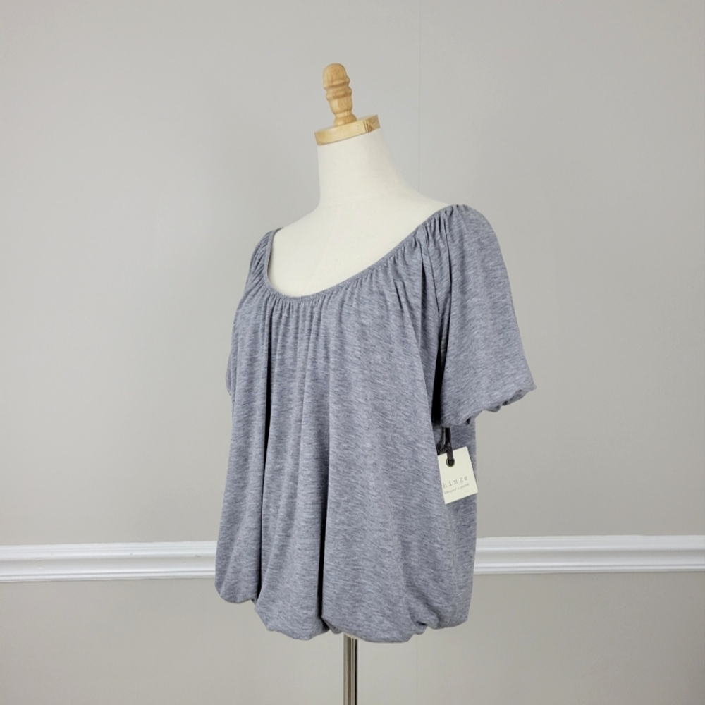 Hinge Gray Women's Off The Shoulder Pleated Top